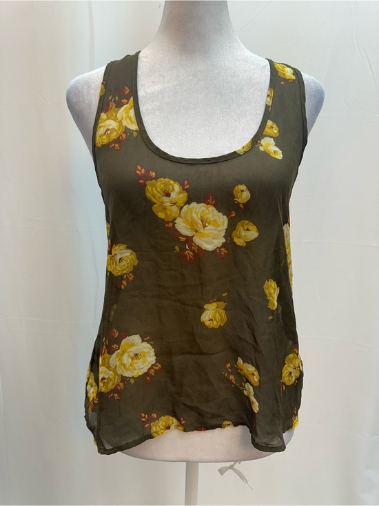 Dream Out Loud By Selena Gomez Tops - Dream Out loud Olive Green Sheer Floral Scoop-Neck Tank Top M